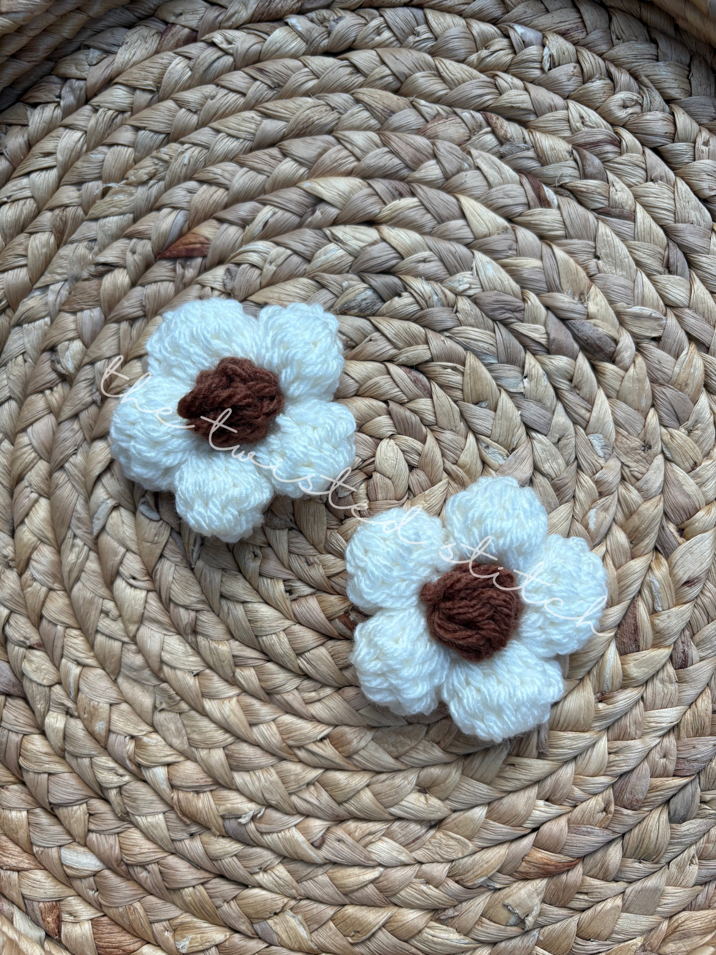 RTS Daisy Clips (Set of 2) - Cream + Chocolate