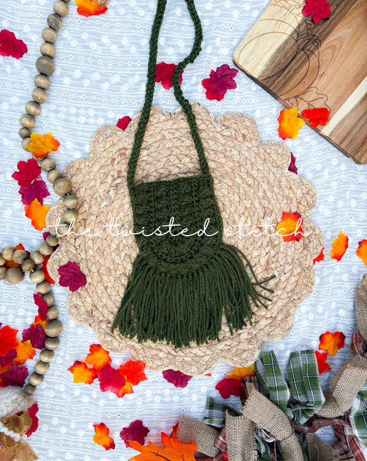 Dark Green Boho Fringe