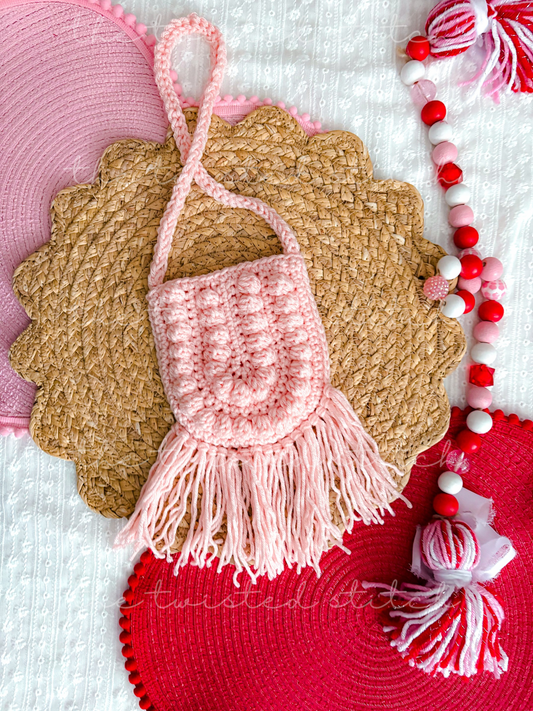 Soft Pink Boho Fringe Purse