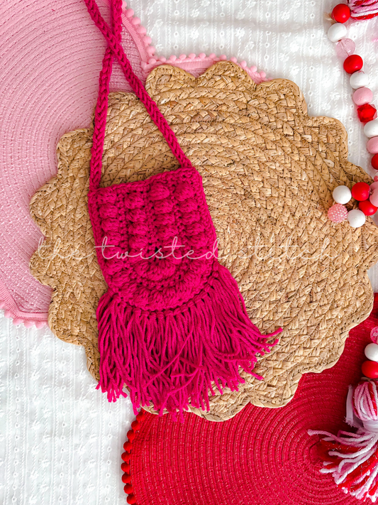 Hot Pink Boho Fringe Purse