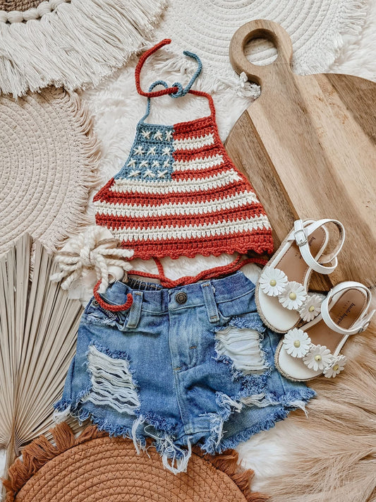 American Flag Tie Back Halter Top