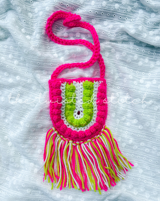 Neon Multicolor Boho Fringe Purse