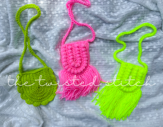 Neon Boho Fringe Bags - Single Color